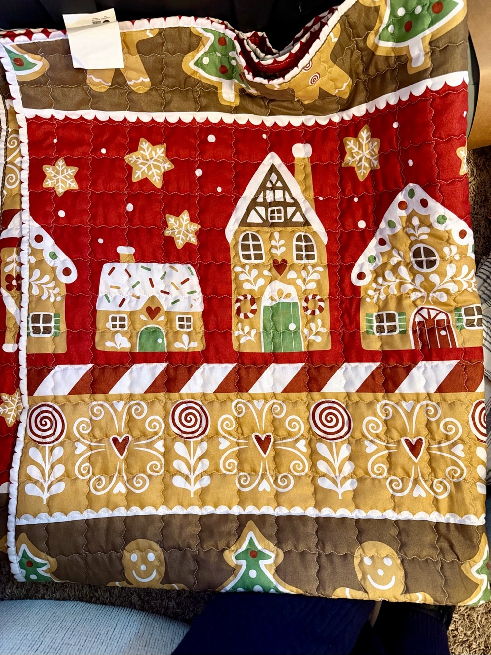 Kohl's Holiday Gingerbread Village Throw Blanket - Red, Gold, Green, White